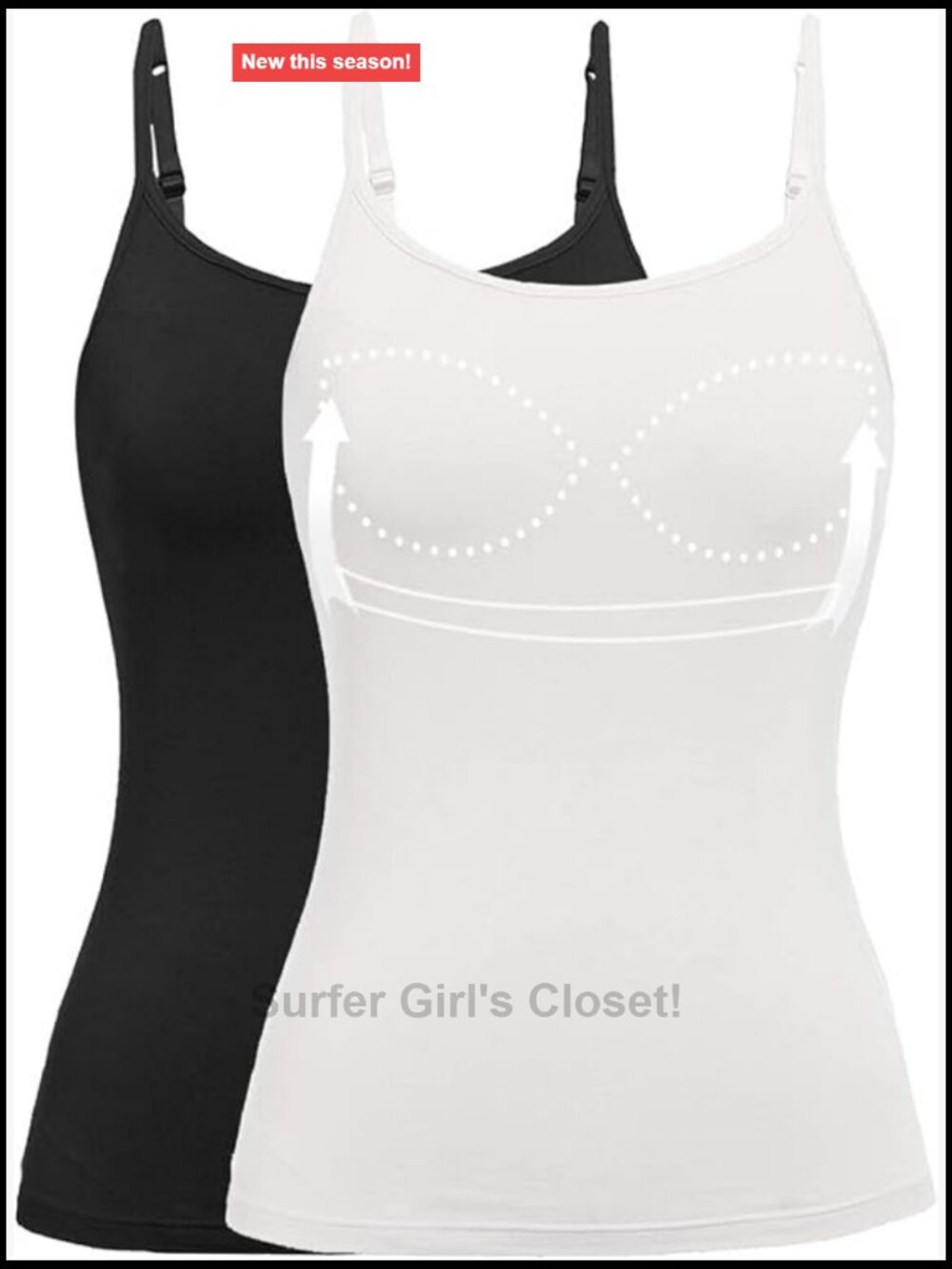 Women's Tank Top with Built-in Padded Bra Racerback Adjustable Strap Sleeveless